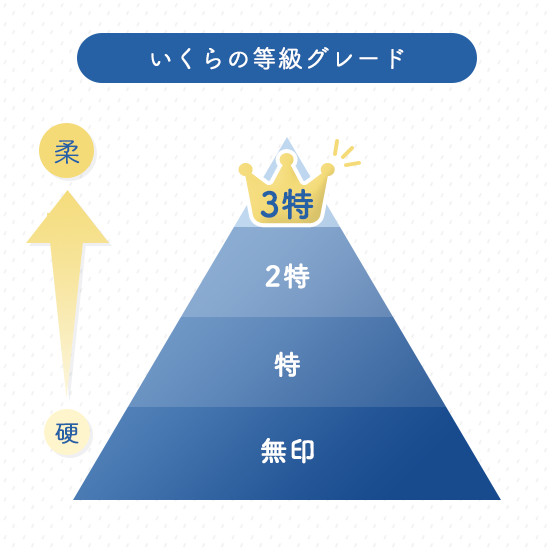 いくらにもランク付けがされており、3特、2特、特、無印の4段階あります。その中で、最もグレードの高いのは3特です。
