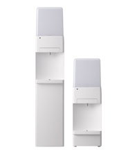 東京ガスのウォーターサーバー スリムサーバー4。左が床置きのロングタイプ、右が卓上に置けるショートタイプ